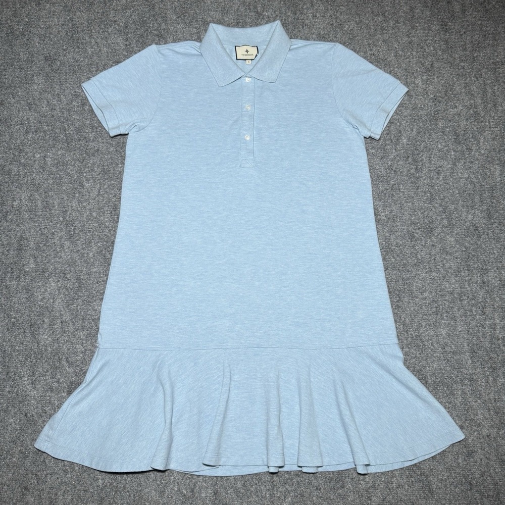 Tuckernuck May Polo Dress Women Small Light Blue Pique Short Sleeve Mini Ruffle